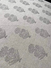 Gerbera Flower Heavy linen fabric designer Indian hand block print heavy fabric pillowcases thick linen upholstery block printing art table - Rohiyaan